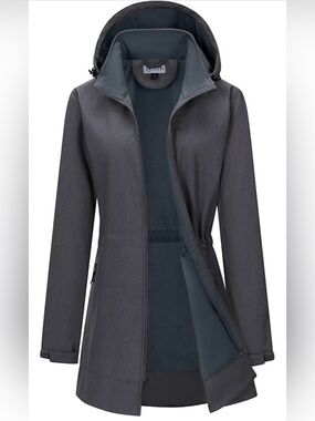 🌙 B75 Women's Waterproof Softshell Long Rain Jacket Windproof Windbreaker